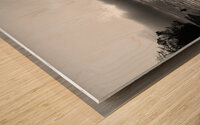 Mystical Foggy Lake Morning Grayscale Wood print
