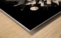 An abstract wall art painting with complex shapes in black and white Wood print
