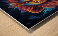 Lion Smoky Neon Wood print