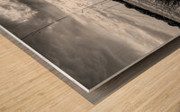Destin Rock Jetty And Sea Oats Sunset Grayscale Wood print