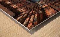 Traditional library with floor-to-ceiling bookcases Wood print