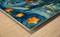 Starry Whiskers Cat - Enchanted Starry Night Cat Wood print