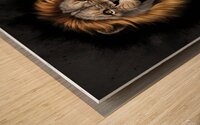 Default Create a roaring lions face with the black Wood print