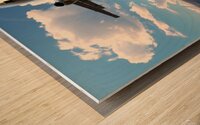 Under the clouds in realistic style Wood print