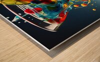  digital martini glass filled with colorful liquid splashes Wood print