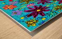Abstract Vibrant Floral Display on a Blue Background Wood print