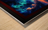 Mesmerizing Ocean Sunset and Aurora Borealis Fantasy Scene AI Concept Art by Xzendor7 Wood print