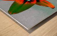 Abstract Vibrantly Coloured Single Lily Flower Wood print