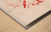 Abstract Red and Blue Daisy on a Pale Abstract Background  Wood print