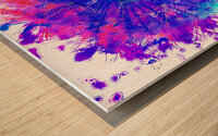 Abstract Bright Neon Colourful Dandelion Seeds Close Up Wood print