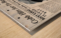 1925 ty cobb newspaper headline art Wood print