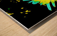 Abstract  Impressions of a Neon Illuminated Daisy Flower  Wood print