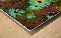 Abstract Vibrant Daises in the Garden Wood print