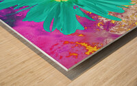Abstract Surreal Cyan Daisy Wood print
