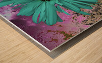 Abstract Teal Daisy Wood print
