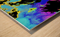 Abstract Neon Melting Daises Wood print