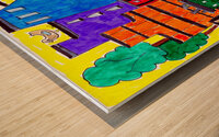Abstract Colourful Doodle Art City Wood print