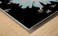 Abstract Blue Daises on a Monochrome Background Wood print