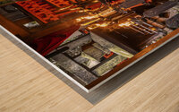 japanese shrine covered with orange torii gates Wood print