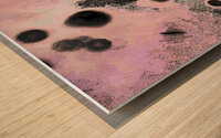 Abstract Circular Shapes in Pink and Black Wood print