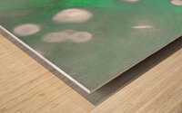Abstract White Circular Shapes Floating in Green  Wood print