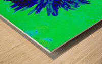 Abstract Vibrant Green and Blue Daisy Flower Wood print