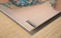 Abstract Mosaic Art with Blue and Earth Tones Wood print