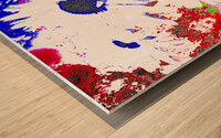 Abstract Daises on a Coloured Splatter Background Wood print