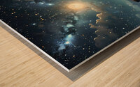 Celestial Nightscape Over Mountains Wood print