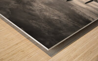 Iconic tuscan farm landscape - Black and white Wood print