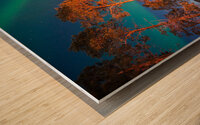 Northern lights by the lake Wood print