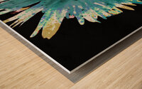 Abstract Blue Green Daisy on a Dark Abstract Background  Wood print