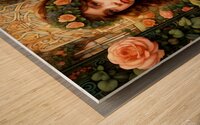 Art Nouveau Style Cute Girl in Rose Garden Painting Wood print