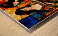 Art Nouveau Stain Glass Style Sisters Reading Painting Wood print