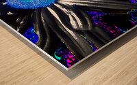 Abstract Vibrant Neon Daisy Flower Wood print