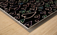 Abstract Hearts on a Black Background Wood print