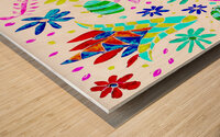 Abstract Decorative Whimsical Flowers Wood print