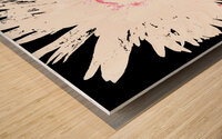 Distressed Abstract White and Pink Daisy on a Black Background Wood print