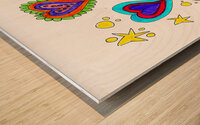 Abstract Hearts and Stars Wood print