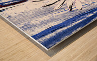 Abstract Daisy on a Bold Striped Background Wood print