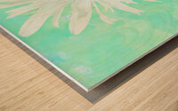 Abstract White and Green Daisy Wood print