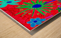 Abstract Bright Flowers  Wood print