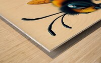 Vibrant Bumblebee and Floral Art Poster – Nature-Inspired Wall Decor Wood print