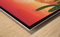 Vibrant Desert Sunset - Colorful Cactus Landscape Art Wood print