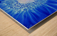Abstract Deeper Blue Sunflower Wood print