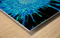 Abstract Teal Sunflower Wood print