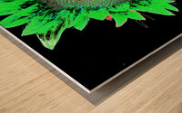Abstract Green Neon Sunflower  Wood print