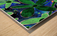 Abstract Blue and Green Florals Wood print