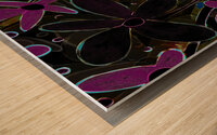 Abstract Purple and Black Florals Wood print