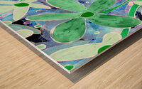 Abstract Green and Blue Florals Wood print